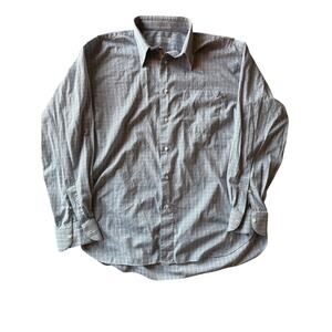 Luigi Borrelli Italian Made 16.5 100% Cotton Blue and Tan Plaid Dress Shirt